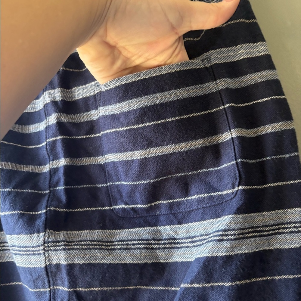 Roots Navy Striped Cotton Mini Skirt | Size M | Elastic Waist Drawstring - Picture 5 of 7